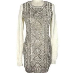 🟤 ABS ALLEN SCHWARTZ BROWN & CREAM SWEATER DRESS SIZE SMALL